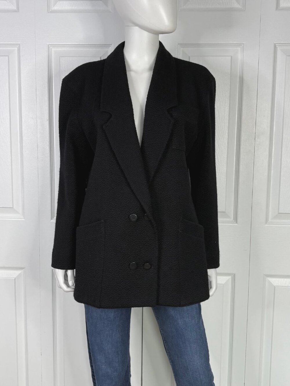 GASTON JAUNET women's black virgin wool blazer Medium  LIKE NEW